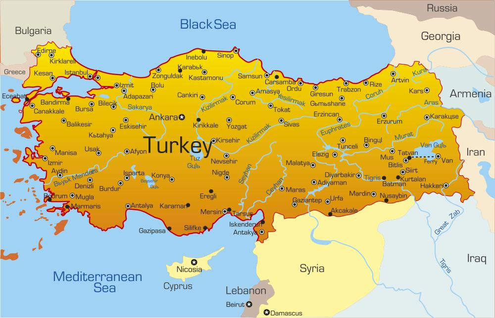 Map of Turkey cities: major cities and capital of Turkey