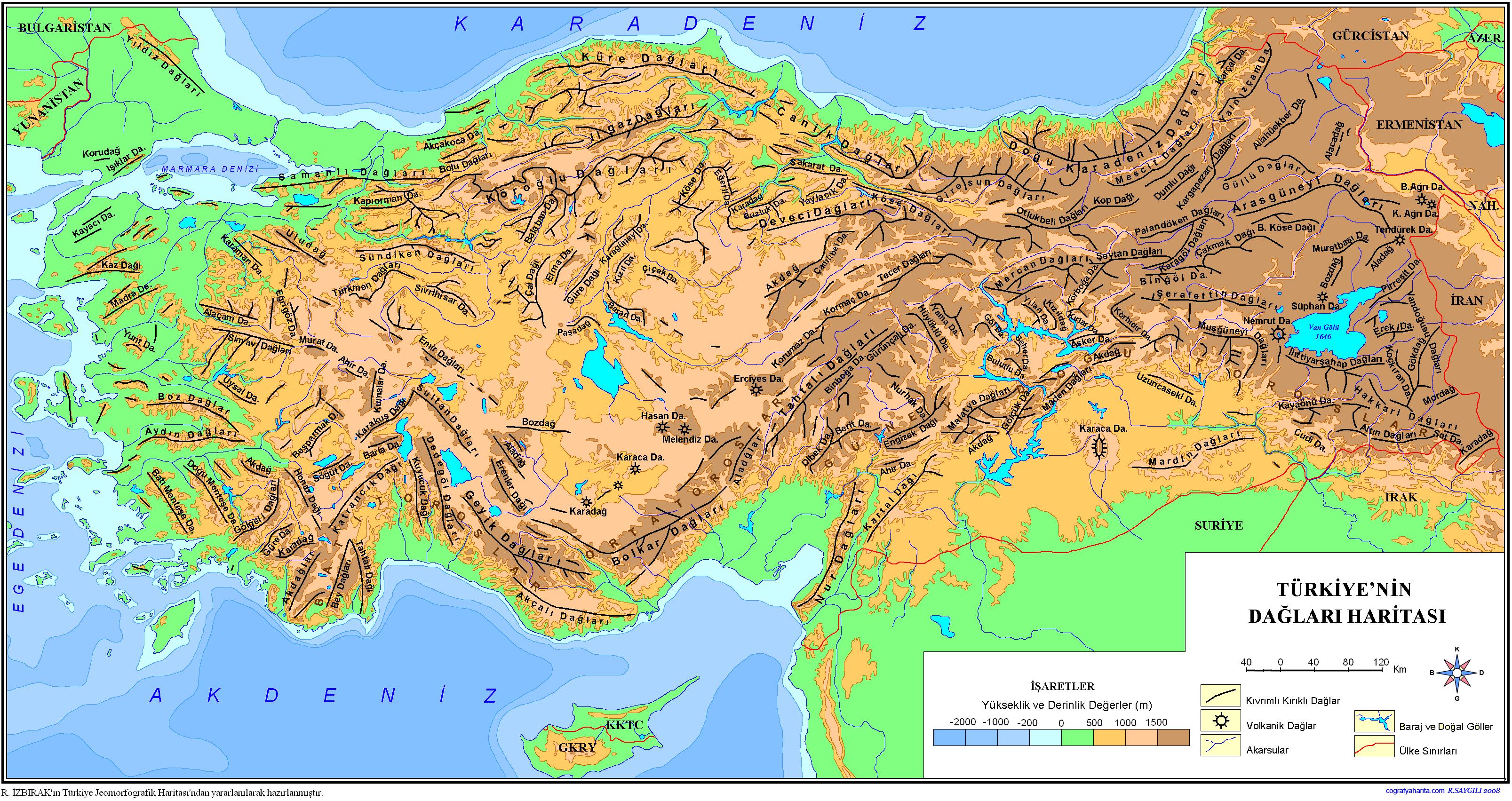 Geographical map of Turkey: topography and physical features of Turkey