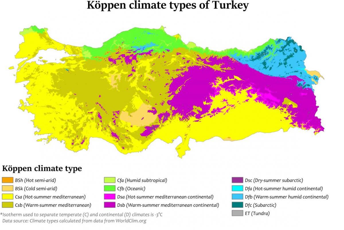 Turkey temperature map