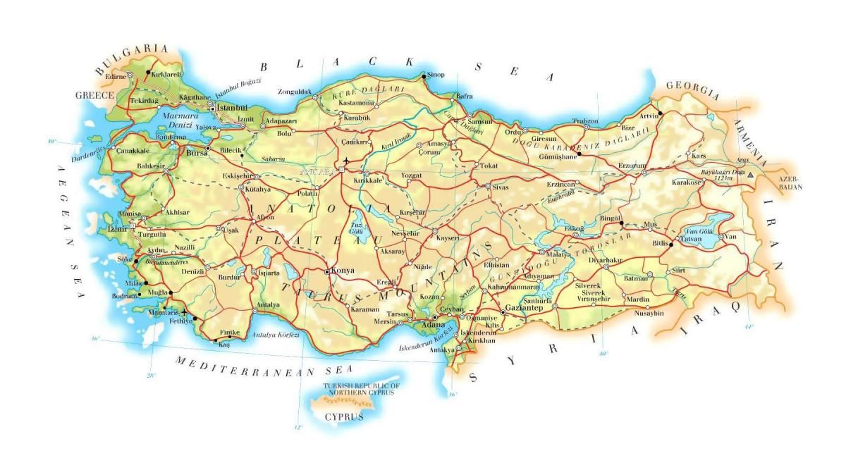 Turkey altitude map