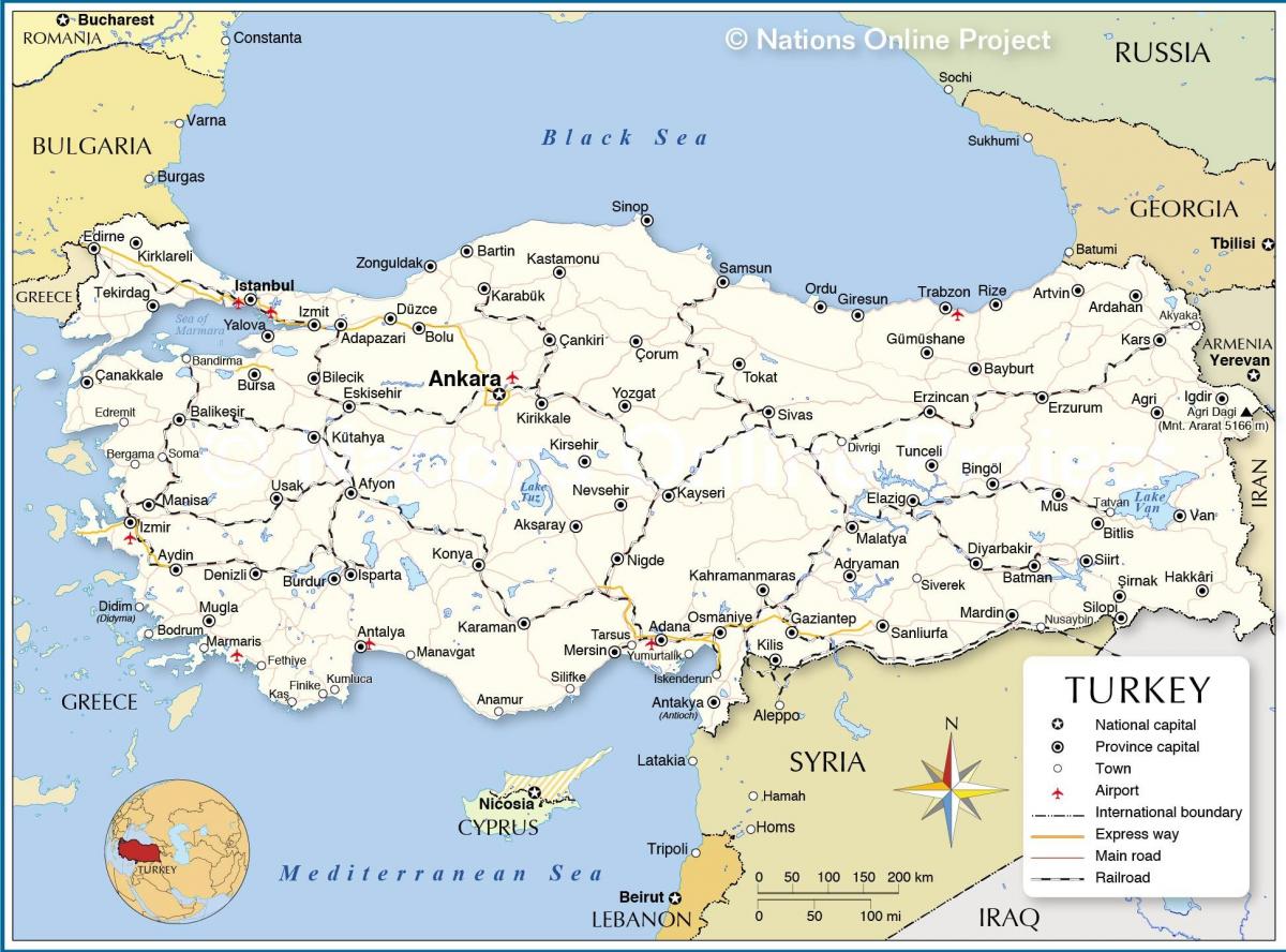 Map of the country Turkey