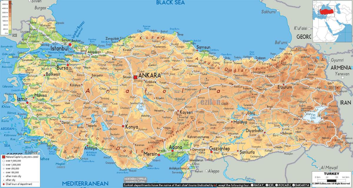 Turkey landform map
