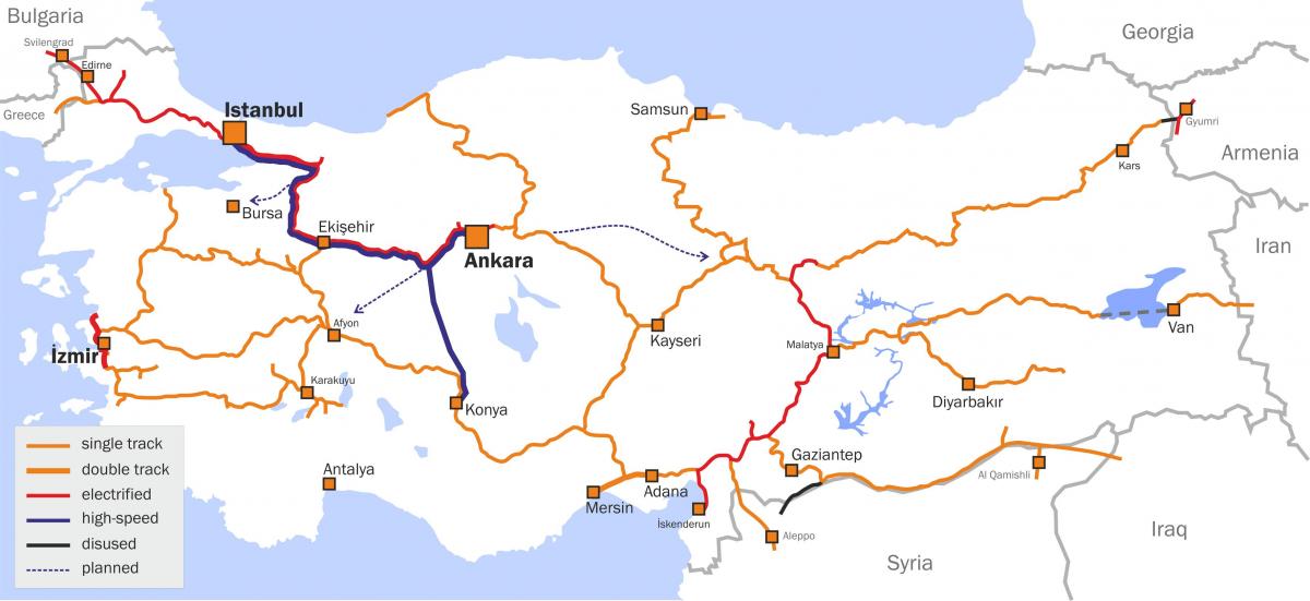 Turkey train lines map