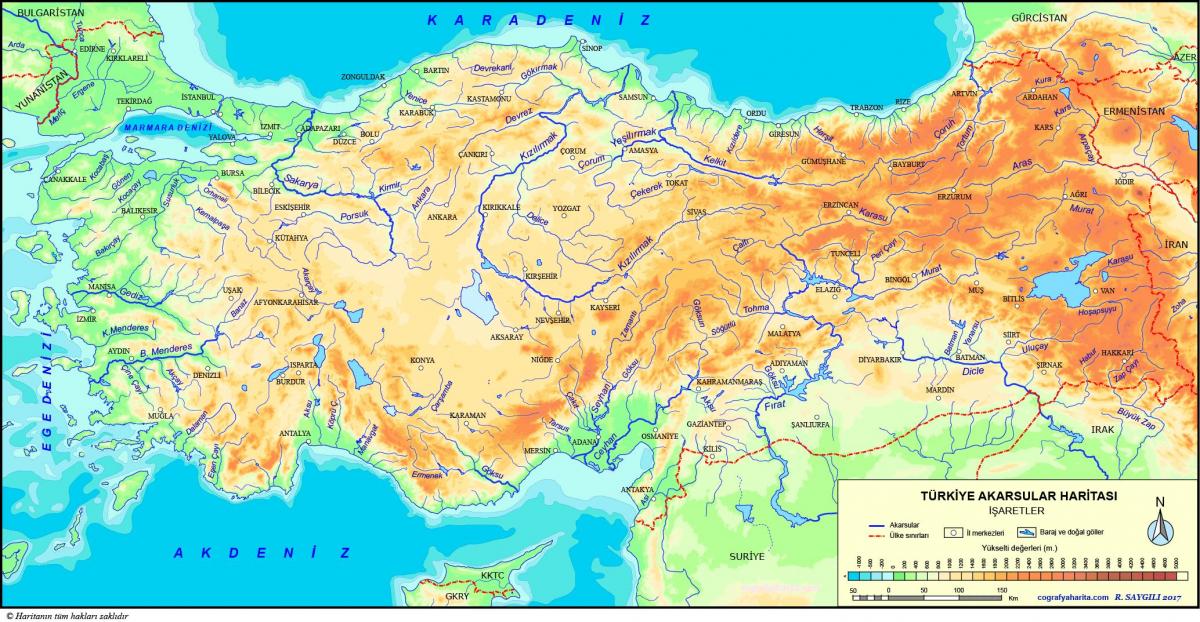 Rivers in Turkey map